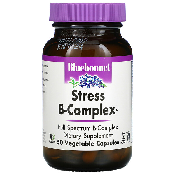 Bluebonnet Nutrition, Stress B-Complex, 50 Vegetable Capsules 1 Bluebonnet Nutrition, Stress B-Complex, 50 Vegetable Capsules