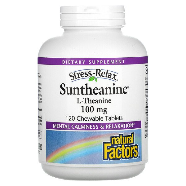 Natural Factors, Suntheanine, 100 mg , 120 Chewable Tablets 1 Natural Factors, Suntheanine, 100 mg , 120 Chewable Tablets