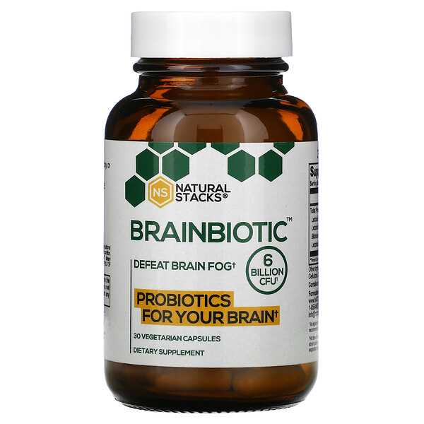 Natural Stacks, Brainbiotic, 6 Billion CFU, 30 Vegetarian Capsules 1 Natural Stacks, Brainbiotic, 6 Billion CFU, 30 Vegetarian Capsules
