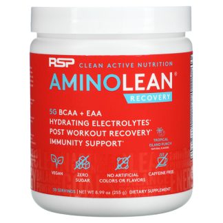 RSP Nutrition, AminoLean Recovery, Tropical Island Punch, Caffeine Free, 8.99 oz (255 g)