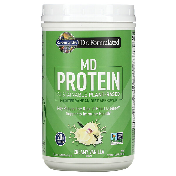 Garden of Life, MD Protein, Sustainable Plant-Based, Creamy Vanilla, 29 Garden of Life, MD Protein, Sustainable Plant-Based, Creamy Vanilla, 29.63 oz (840 g)
