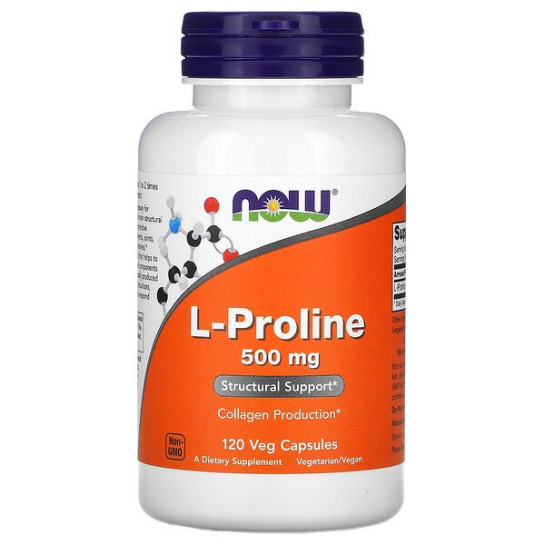 NOW Foods, L-Proline, 500 mg, 120 Veg Capsules 1 NOW Foods, L-Proline, 500 mg, 120 Veg Capsules