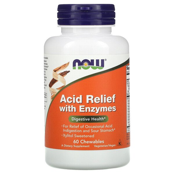 NOW Foods, Acid Relief with Enzymes, 60 Chewables 1 NOW Foods, Acid Relief with Enzymes, 60 Chewables