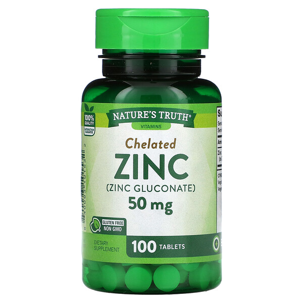 Nature's Truth, Chelated Zinc, 50 mg, 100 Tablets 1 Nature's Truth, Chelated Zinc, 50 mg, 100 Tablets