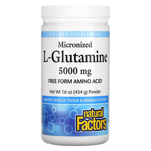 Natural Factors, Micronized L-Glutamine, Powder, 5,000 mg, 16 oz (454 g) 1 Natural Factors, Micronized L-Glutamine, Powder, 5,000 mg, 16 oz (454 g)