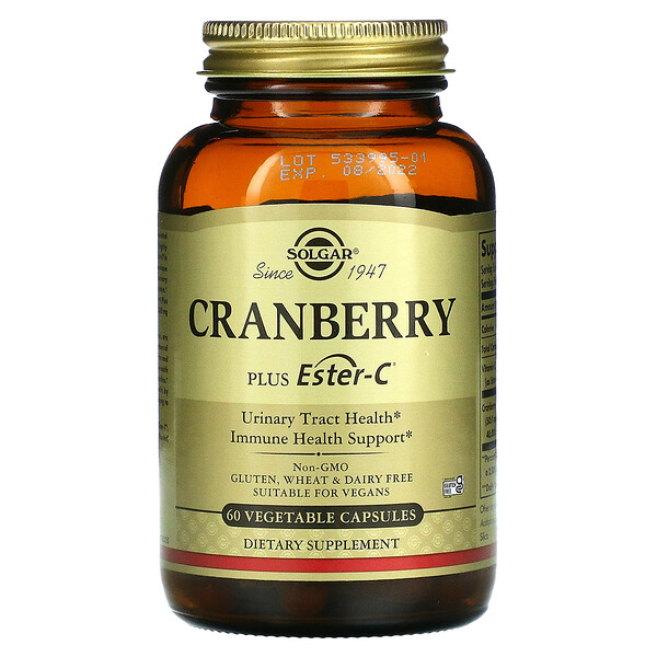 Solgar, Cranberry Plus Ester-C, 60 Vegetable Capsules 1 Solgar, Cranberry Plus Ester-C, 60 Vegetable Capsules