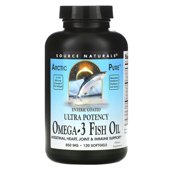 Source Naturals, Arctic Pure, Ultra Potency, Omega-3 Fish Oil, 850 mg, 120 Softgels 1 Source Naturals, Arctic Pure, Ultra Potency, Omega-3 Fish Oil, 850 mg, 120 Softgels