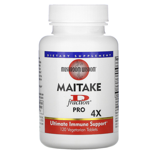 Mushroom Wisdom, Maitake D-Fraction Pro 4X, 120 Vegetarian Tablets 1 Mushroom Wisdom, Maitake D-Fraction Pro 4X, 120 Vegetarian Tablets