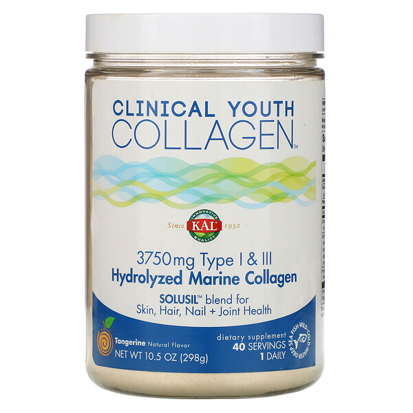 KAL, Hydrolyzed Marine Collagen, Tangerine, 3,750 mg, 10 KAL, Hydrolyzed Marine Collagen, Tangerine, 3,750 mg, 10.5 oz (298 g)