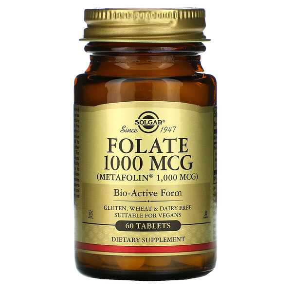 Solgar, Folate, 1,000 mcg, 60 Tablets 1 Solgar, Folate, 1,000 mcg, 60 Tablets