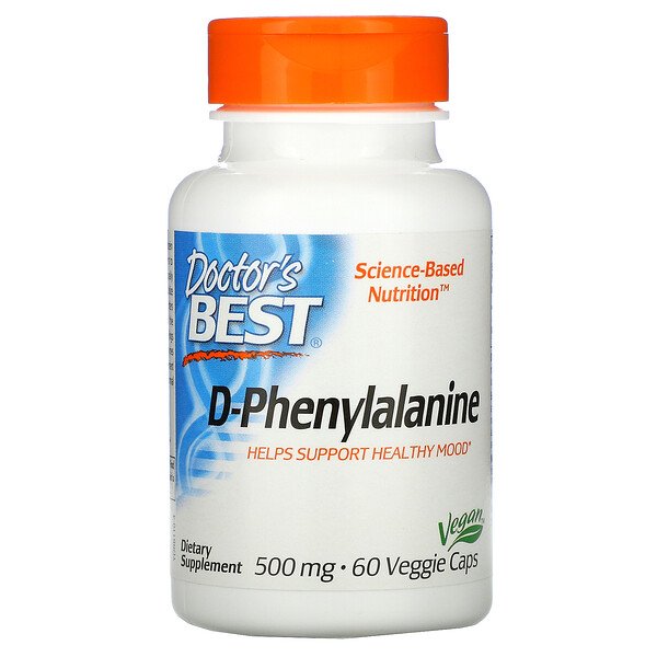 Doctor's Best, D-Phenylalanine, 500 mg, 60 Veggie Caps 1 Doctor's Best, D-Phenylalanine, 500 mg, 60 Veggie Caps
